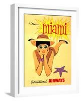 Miami Vintage Tropical Travel Poster-null-Framed Art Print