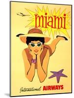 Miami Vintage Tropical Travel Poster-null-Mounted Art Print