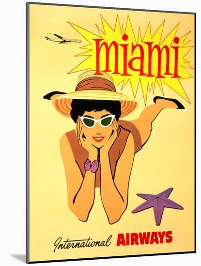 Miami Vintage Tropical Travel Poster-null-Mounted Art Print