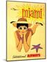 Miami Vintage Tropical Travel Poster-null-Mounted Art Print