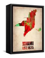 Miami Watercolor Map-NaxArt-Framed Stretched Canvas