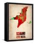 Miami Watercolor Map-NaxArt-Framed Stretched Canvas