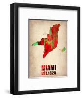 Miami Watercolor Map-NaxArt-Framed Art Print