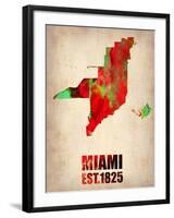 Miami Watercolor Map-NaxArt-Framed Art Print