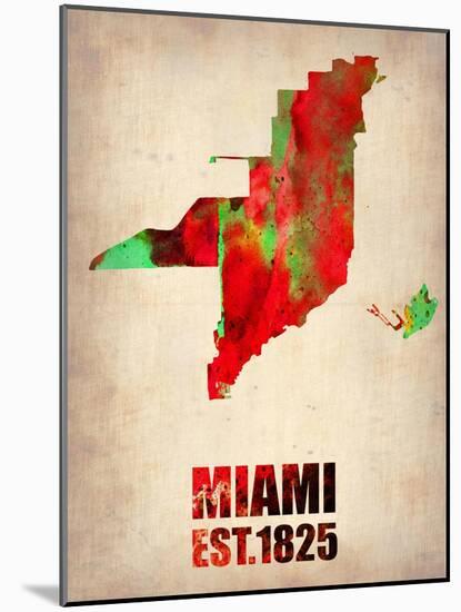 Miami Watercolor Map-NaxArt-Mounted Art Print