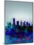 Miami Watercolor Skyline-NaxArt-Mounted Art Print