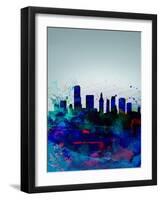 Miami Watercolor Skyline-NaxArt-Framed Art Print