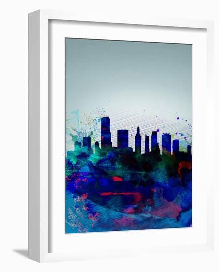 Miami Watercolor Skyline-NaxArt-Framed Art Print