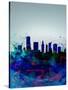 Miami Watercolor Skyline-NaxArt-Stretched Canvas