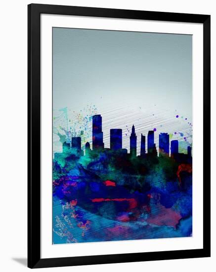 Miami Watercolor Skyline-NaxArt-Framed Art Print