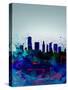 Miami Watercolor Skyline-NaxArt-Stretched Canvas