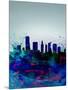 Miami Watercolor Skyline-NaxArt-Mounted Art Print