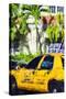 Miami Yellow Cab - In the Style of Oil Painting-Philippe Hugonnard-Stretched Canvas