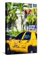 Miami Yellow Cab - In the Style of Oil Painting-Philippe Hugonnard-Stretched Canvas