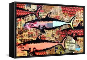 Miami-Shark Toof-Framed Stretched Canvas