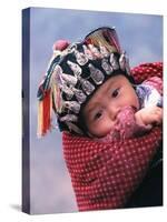Miao Baby Wearing Traditional Hat, China-Keren Su-Stretched Canvas