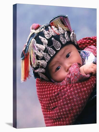 Miao Baby Wearing Traditional Hat, China-Keren Su-Stretched Canvas