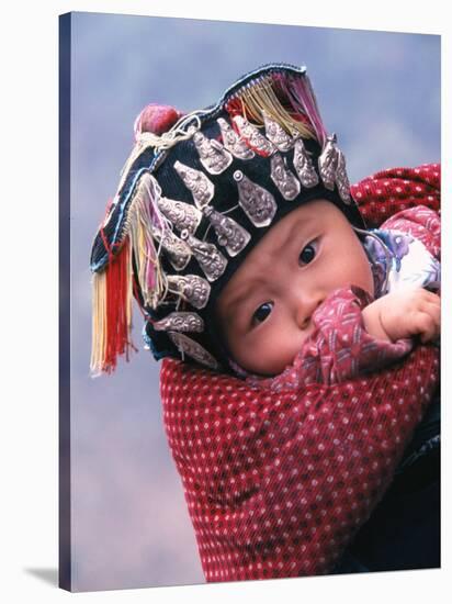 Miao Baby Wearing Traditional Hat, China-Keren Su-Stretched Canvas