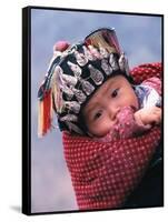 Miao Baby Wearing Traditional Hat, China-Keren Su-Framed Stretched Canvas