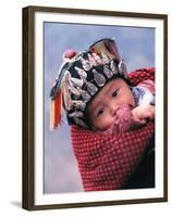 Miao Baby Wearing Traditional Hat, China-Keren Su-Framed Premium Photographic Print