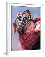 Miao Baby Wearing Traditional Hat, China-Keren Su-Framed Premium Photographic Print