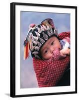 Miao Baby Wearing Traditional Hat, China-Keren Su-Framed Photographic Print