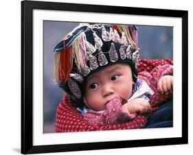 Miao Baby Wearing Traditional Hat, China-Keren Su-Framed Photographic Print