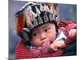 Miao Baby Wearing Traditional Hat, China-Keren Su-Mounted Photographic Print