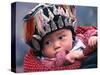 Miao Baby Wearing Traditional Hat, China-Keren Su-Stretched Canvas