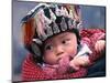 Miao Baby Wearing Traditional Hat, China-Keren Su-Mounted Photographic Print