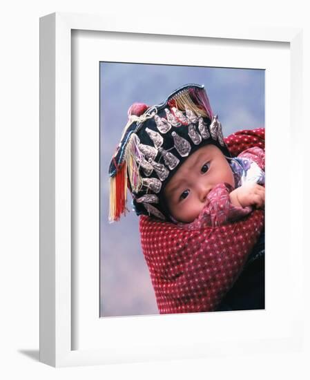 Miao Baby Wearing Traditional Hat, China-Keren Su-Framed Photographic Print