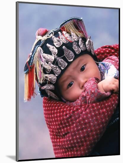 Miao Baby Wearing Traditional Hat, China-Keren Su-Mounted Photographic Print