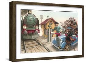 Mice at the Railroad Crossign-null-Framed Premium Giclee Print