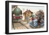 Mice at the Railroad Crossign-null-Framed Premium Giclee Print