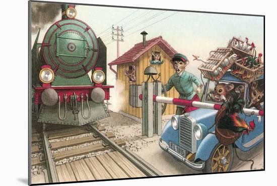 Mice at the Railroad Crossign-null-Mounted Premium Giclee Print