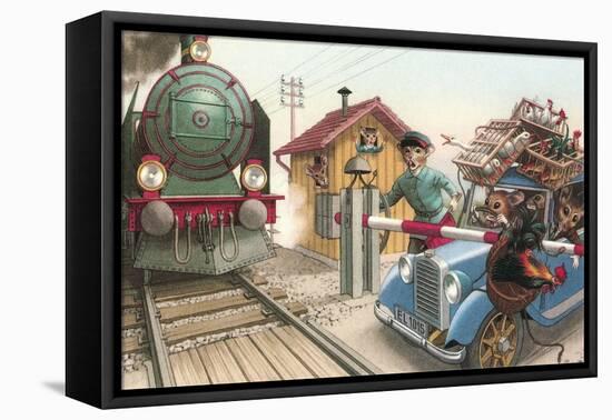 Mice at the Railroad Crossign-null-Framed Stretched Canvas