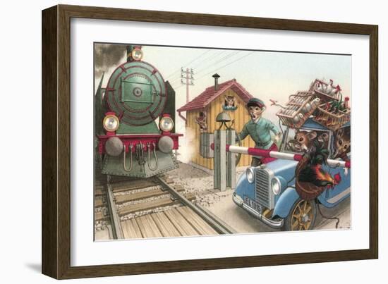Mice at the Railroad Crossign-null-Framed Art Print