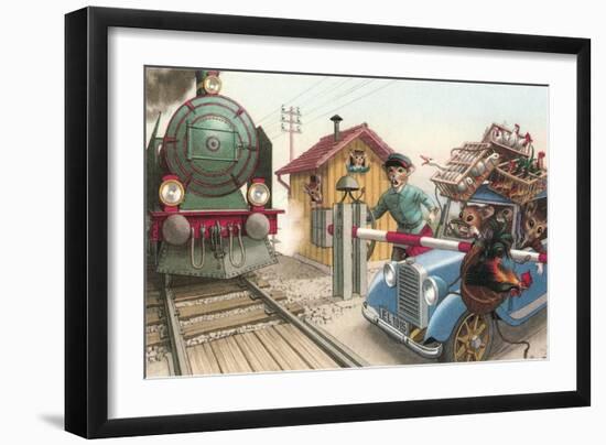 Mice at the Railroad Crossign-null-Framed Art Print