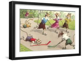 Mice Roller Skating-null-Framed Art Print