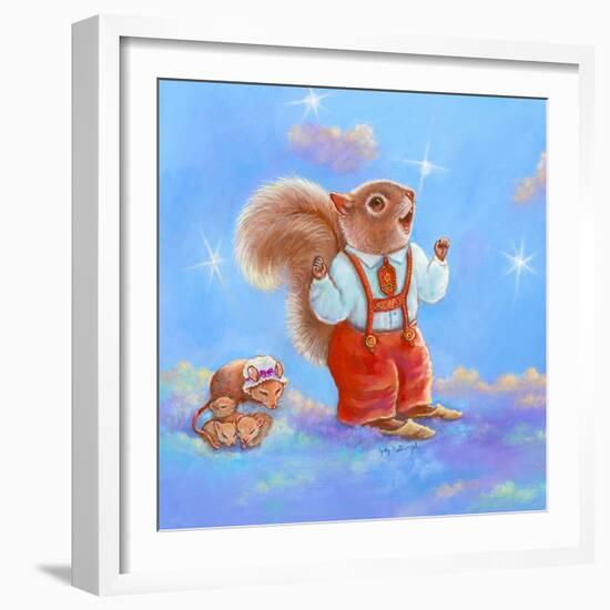 Mice, Squirrel and Bunny family in Clouds I-Judy Mastrangelo-Framed Giclee Print