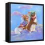 Mice, Squirrel and Bunny family in Clouds II-Judy Mastrangelo-Framed Stretched Canvas