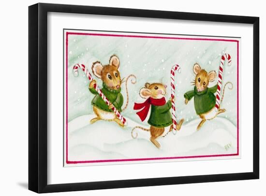 Mice with Candy Canes-Beverly Johnston-Framed Giclee Print