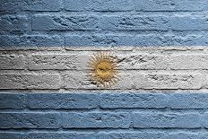 Brick Wall With A Painting Of A Flag, Argentina-Micha Klootwijk-Art Print