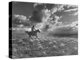 Michael Brennan on Ranch Horseback Riding-J^ R^ Eyerman-Stretched Canvas