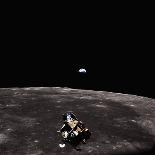 Lunar Module, Earth, and Moon-Michael Collins-Stretched Canvas