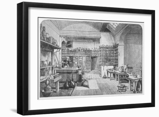 Michael Faraday, English Scientist at Work in His Laboratory-null-Framed Art Print