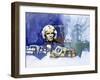 Michael Faraday with Electrical Power Station in Background-null-Framed Giclee Print