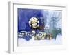 Michael Faraday with Electrical Power Station in Background-null-Framed Giclee Print