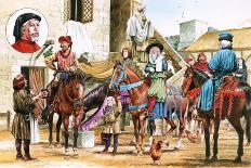 Canterbury Tales. Pilgrims Setting Off from the Tabard Inn.-Michael Godfrey-Framed Stretched Canvas