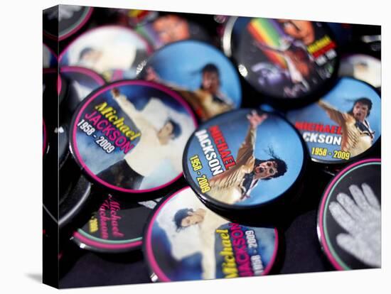 Michael Jackson Buttons Sold at Viewing of His Memorial near Apollo Theatre, July 7, 2009-null-Stretched Canvas